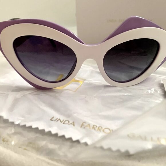 LINDA FARROW Prabal Gurung Cat Eye PopArt Purple White Geometric PG17 Sunglasses main image 10